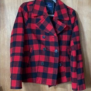 American eagle red plaid quilted coat